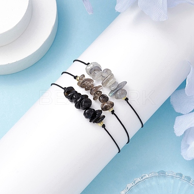 3Pcs 3 Styles Gemstone Braided Bead Bracelets BJEW-JB11146-06-1