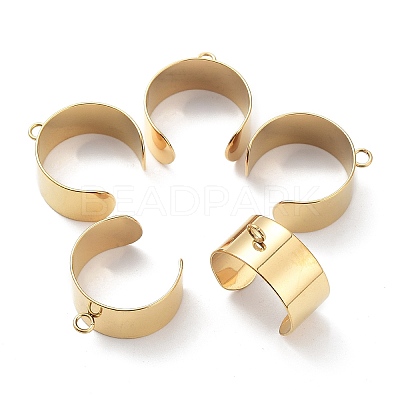 Ion Plating(IP) 304 Stainless Steel Open Cuff Finger Ring Components X-STAS-WH0029-40B-G-1