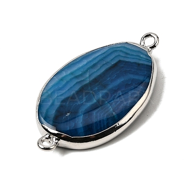 Natural Agate(Dyed & Heated) Oval Links Connector Charms G-P614-06P-02-1