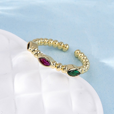 Brass Micro Pave Cubic Zirconia Cuff Rings RJEW-M066-01G-1