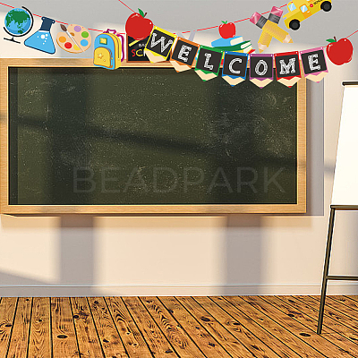 Welocome & School Supplies Paper Banners DIY-WH0453-42-1