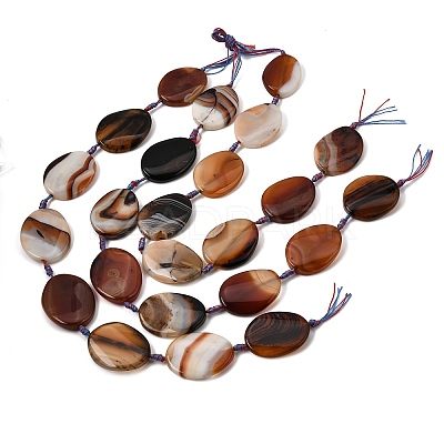 Natural Banded Agate Beads Strands G-P605-L02-10-1