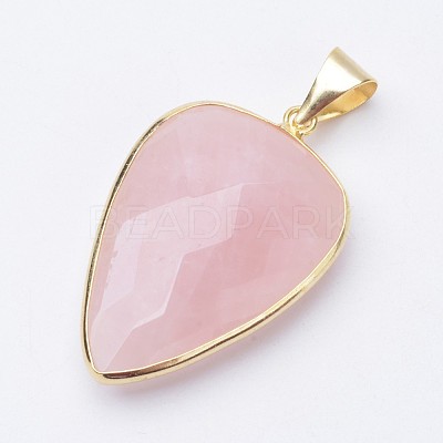 Faceted Natural Rose Quartz Pendants X-G-F340-02B-1