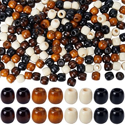 200Pcs 4 Colors Natural Wood Beads WOOD-GF0002-03-1
