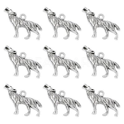 Tibetan Style Alloy Howling Wolf Pendants X-LF1753Y-1