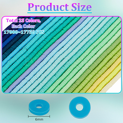 2 Bags Fixed Mixed 25-Color Handmade Polymer Clay Beads CLAY-PH0002-01B-1