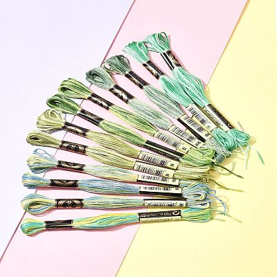 12 Skeins 6 Colors 6-Ply Polyester Embroidery Floss OCOR-FS0001-01B-04-1