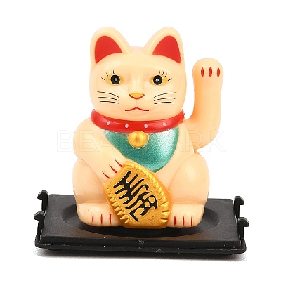 ABS Plastic Solar Powered Maneki-neko Figurines LS-DJEW-B017-01B-02-1