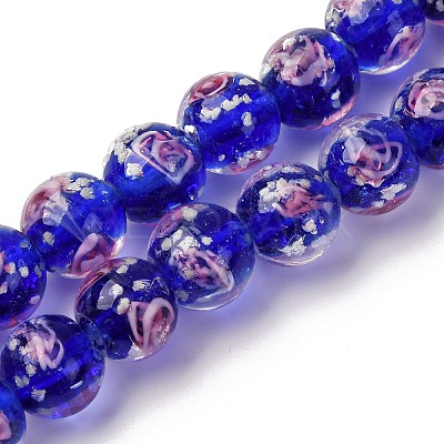 Luminous Handmade Glod Sand Lampwork Beads Strands LAMP-B028-03N-10mm-1