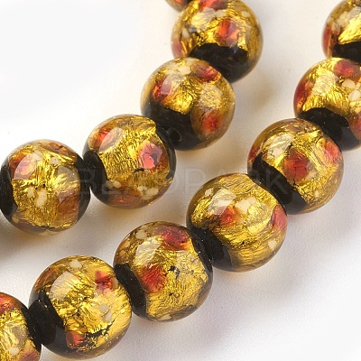 Handmade Silver Foil Glass Lampwork Beads LAMP-P051-G04-8mm-1
