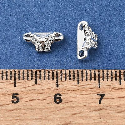 Brass Micro Pave Clear Cubic Zirconia 2-Loop Butterfly Spacer Bars KK-C258-14S-1