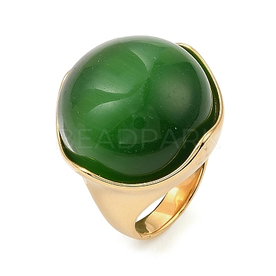 304 Stainless Steel Cat Eyes Finger Rings for Women RJEW-Z143-02G-02-1