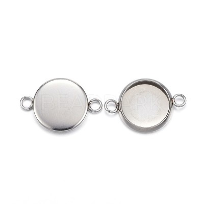 Tarnish Resistant 304 Stainless Steel Cabochon Connector Settings X-STAS-G127-14-10mm-P-1