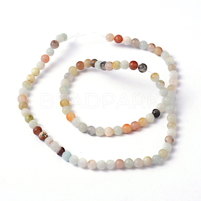 Natural Flower Amazonite Round Bead Strands X-G-D608-4mm-1
