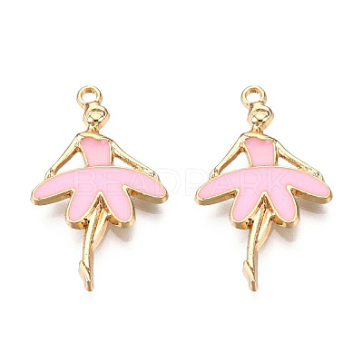 Light Gold Plated Alloy Pendants X-ENAM-T009-18C-1