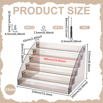 6-Tier Transparent PS Plastic Nail Polish Bottle Organizer Display Riser Stands ODIS-WH0043-254B-1