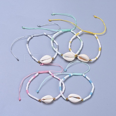 Adjustable Glass Seed Bead Braided Bead Bracelets BJEW-JB04284-M-1