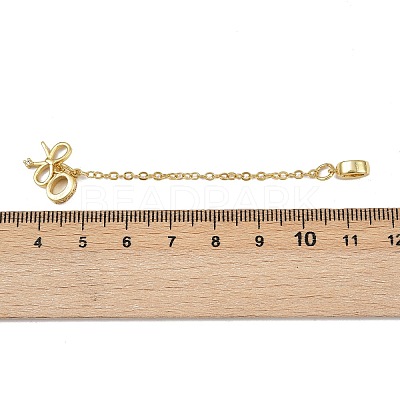 Brass Pave Clear Cubic Zirconia European Safety Chains with Charms KK-L236-15B-G-1