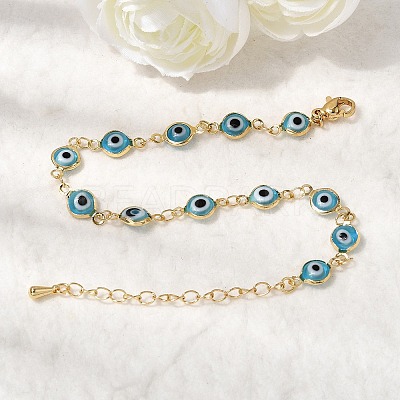 Brass Link Bracelest for Women BJEW-K298-02G-1
