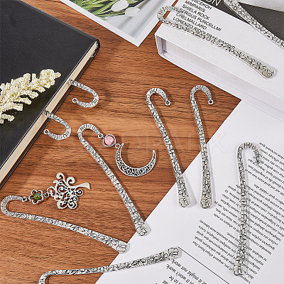 12Pcs Tibetan Style Alloy Bookmark Findings with Hole PALLOY-SC0004-31-1