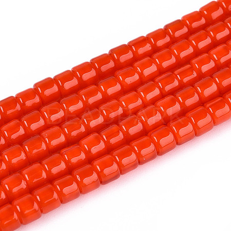Opaque Solid Color Glass Beads Strands GLAA-N065-4x4mm-C04-1