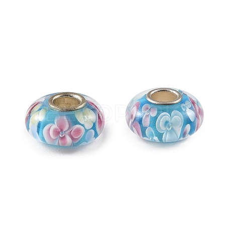 Lampwork & Brass Core European Beads LAMP-P019-01P-10-1