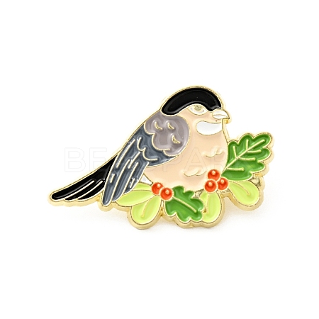 Bird with Branch Enamel Pin JEWB-J005-12D-G-1