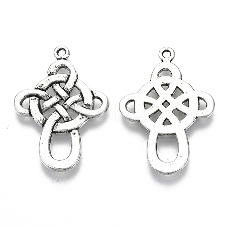 Chinese Knot Tibetan Style Pendants TIBEP-A5642-AS-RS-1
