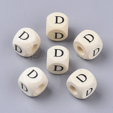 Printed Natural Wood Beads WOOD-T026-001D-1