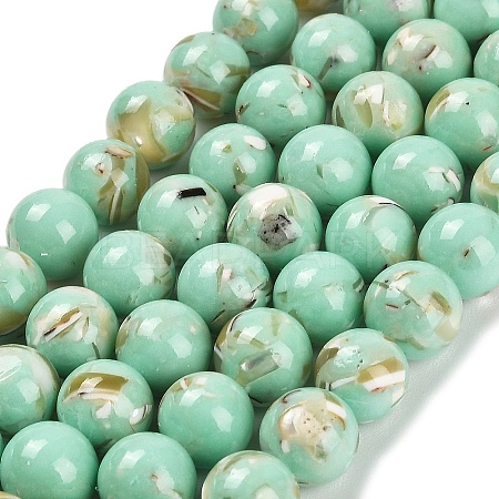 Assembled Synthetic Stone and Trochus Shell Beads Strands G-B128-08C-02-1