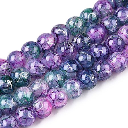 Drawbench Crackle Glass Beads Strands X-GLAA-N006-8mm-05-1