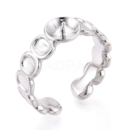 Oval Brass Cuff Ring Settings KK-T076-66P-1