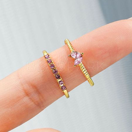 2Pcs Alloy with Rhinestone Cuff Rings FS-WGCB7EB-14-1
