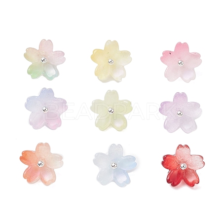 9Pcs 9 Colors Two Tone Glass Charms PALLOY-JF04513-1