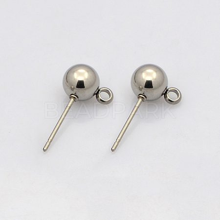 304 Stainless Steel Stud Earring Findings STAS-N019-19-6mm-1