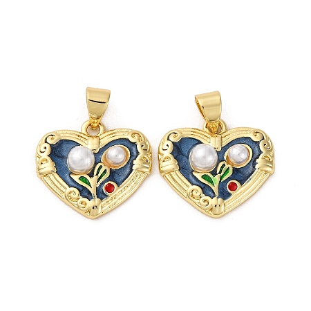 Flower Brass Enamel Pendants LS-KK-D390-17G-05-1