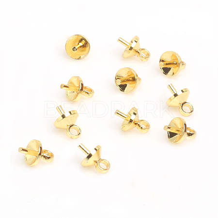 Brass Cup Pearl Peg Bails Pin Pendants KK-E280-24G-1