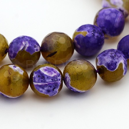 Natural Weathered Agate Faceted Round Beads Strands G-A134-02B-8mm-1