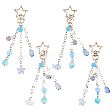 4Pcs Glass & Acrylic Pendant Decorations HJEW-MA00024-1