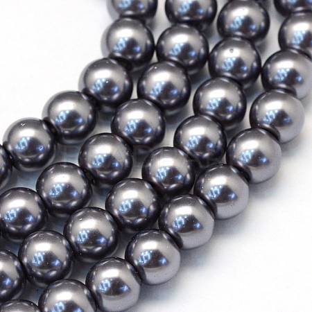 Baking Painted Pearlized Glass Pearl Round Bead Strands X-HY-Q330-8mm-73-1