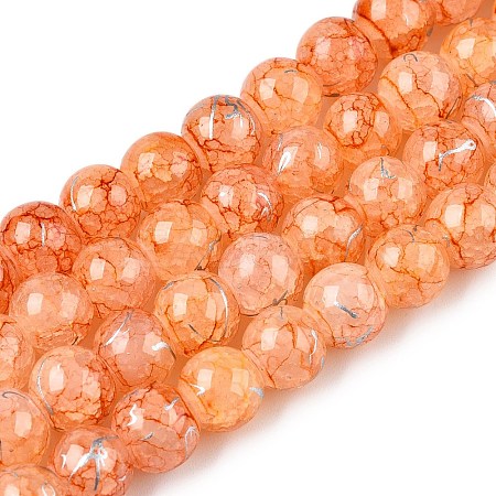 Drawbench Crackle Glass Beads Strands GLAA-N006-8mm-12-1