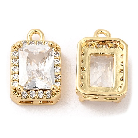 Brass and Clear Cubic Zirconia Pendants ZIRC-Q202-13G-1