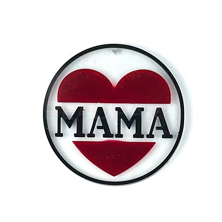 DIY Mother's Day Theme Flat Round Pendant Silicone Molds SIMO-H010-02B-1