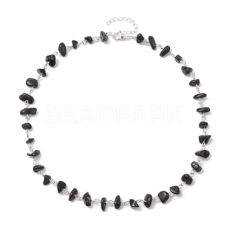 Natural Obsidian Chip Beaded Necklaces NJEW-JN05140-04-1