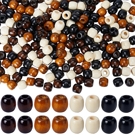 200Pcs 4 Colors Natural Wood Beads WOOD-GF0002-03-1
