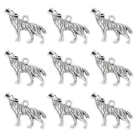 Tibetan Style Alloy Howling Wolf Pendants X-LF1753Y-1