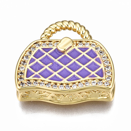Brass Micro Pave Cubic Zirconia Enamel Pendants ZIRC-Q200-021B-NF-1