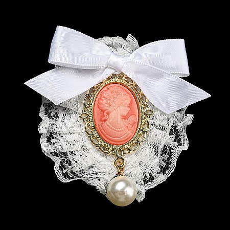 Romantic Classic Polyester Lace Bowknot Brooch for Women JEWB-B011-02D-1