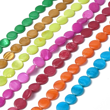 Spray Painted Natural Freshwater Shell Beads Strands SHEL-C003-05-1