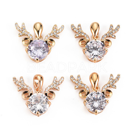 Brass Micro Cubic Zirconia Pendants GLAA-S193-014-1